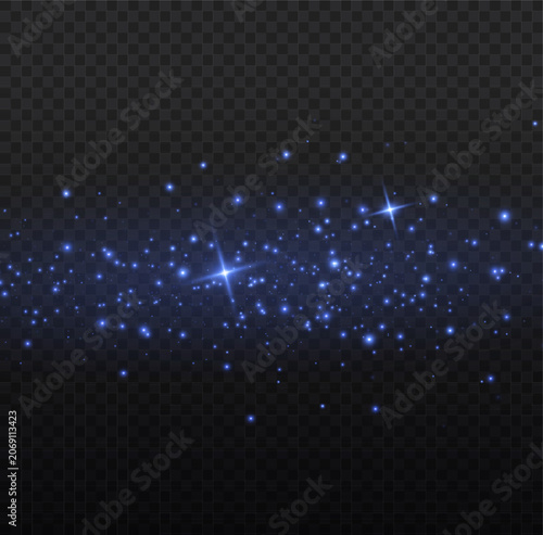 Glowing blue light dust particles cluster isolated on black background magical shimmer effect for graphic design compositing particles abstract background particle
