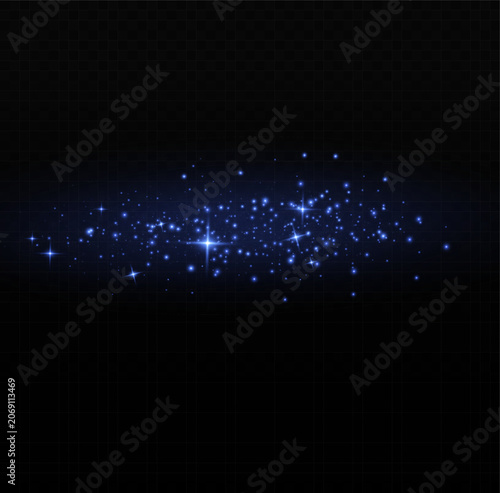 Glowing blue light dust particles cluster isolated on black background magical shimmer effect for graphic design compositing particles abstract background particle
