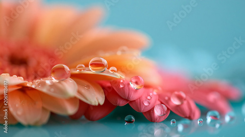 Εκτύπωση καμβά A hand holds a cluster of translucent pink berries against a soft blue backgroun