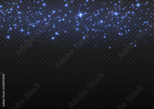 Glowing blue light dust particles cluster isolated on black background magical shimmer effect for graphic design compositing particles abstract background particle