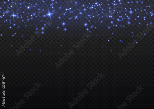 Glowing blue light dust particles cluster isolated on black background magical shimmer effect for graphic design compositing particles abstract background particle