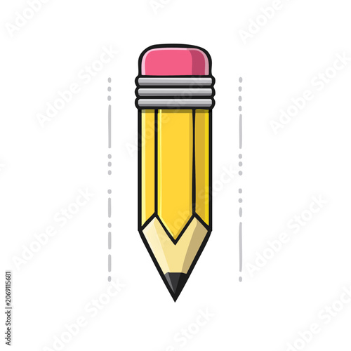 Yellow pencil with pink eraser vector illustration
