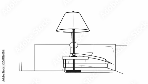 фотографія Table lamp with white shade.