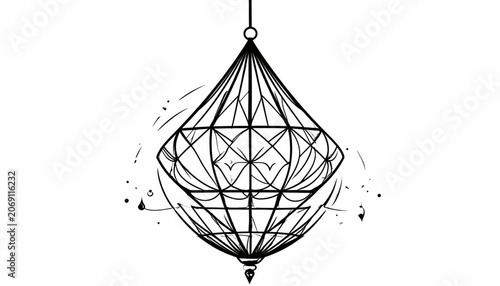 Geometric Wireframe Hanging Light Fixture.