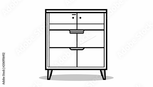 Modern minimalist dresser with drawers.