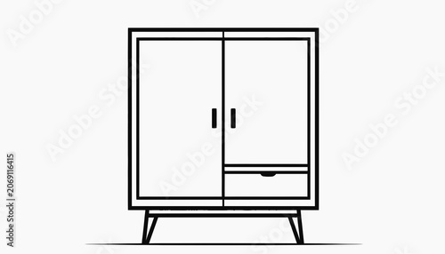 Modern minimalist cabinet with doors.