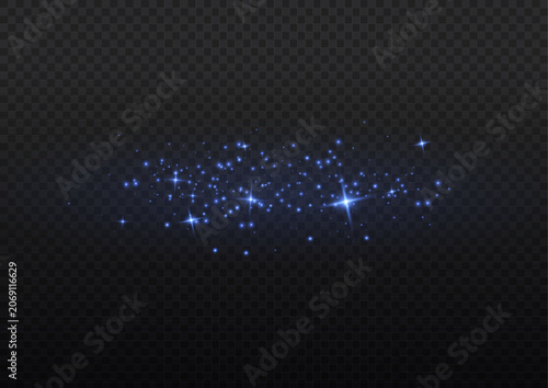 Glowing blue light dust particles cluster isolated on black background magical shimmer effect for graphic design compositing particles abstract background particle