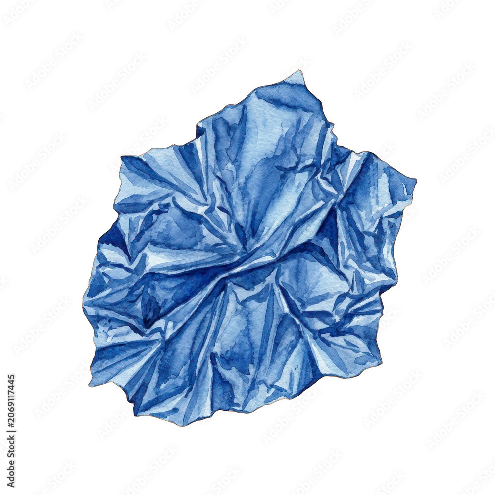 Naklejka premium Blue watercolor crumpled paper texture