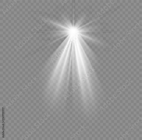 Bright white spotlight beam effect with particles on spotlight particles illuminated abstract transparent background lighting composition radiance brilliance dazzling