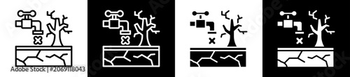 Foto Water Crisis Icon Set In Black And White Filled Style Collection