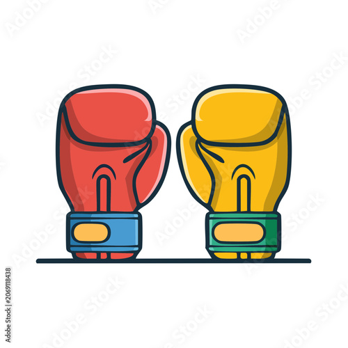 Flat illustration of red and yellow boxing gloves