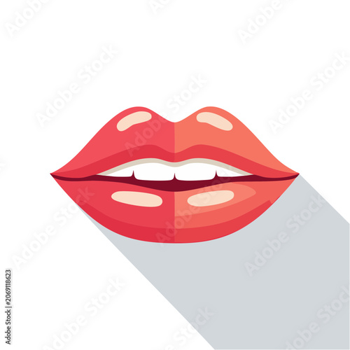 Red lips flat vector illustration