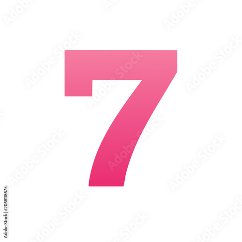 Pink Number Seven Vector Icon