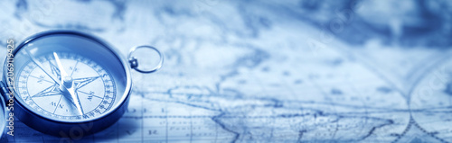 Old compass and map