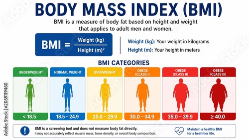 Body Mass Index BMI Chart and Formula Infographic for Health Education
