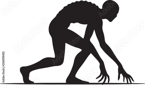 Cuadro en lienzo A scary zombie creature silhouette vector illustration on transparent background, hunched over with outstretched arm, ideal for horror themes