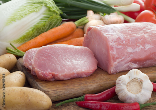 Fresh meat and vegetables