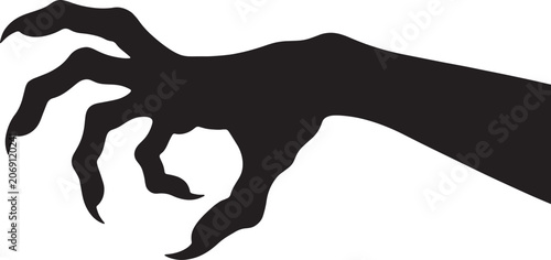 Fotografie Silhouette of a monstrous claw or talon reaching out, suggesting a creature, monster, horror, and a threatening presence with sharp points