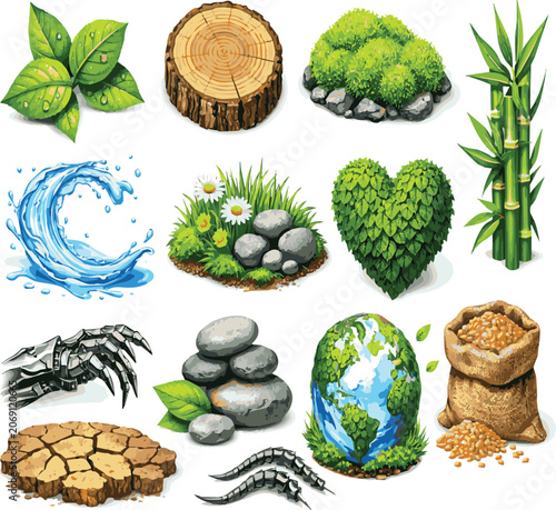 set of stones and plants