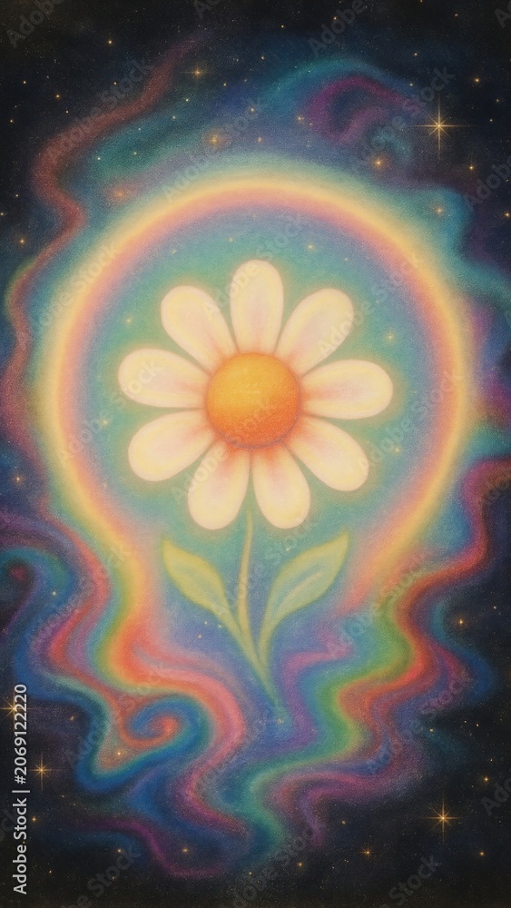 Obraz premium Ethereal cosmic flower mobile wallpaper