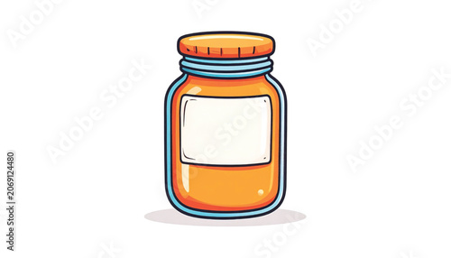 Mason Jar with Orange Liquid.