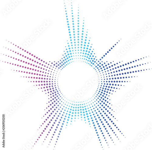 Abstract halftone vector background with star and circular dot equalizer pattern, geometric wave and spiral design, seamless black texture illustration wallpaper