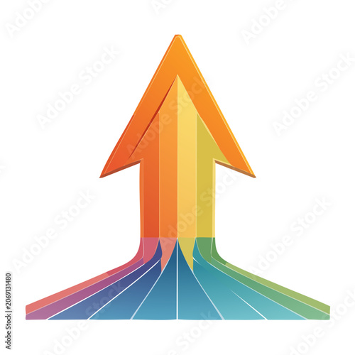 Colorful 3D Up Arrow with Gradient Effect