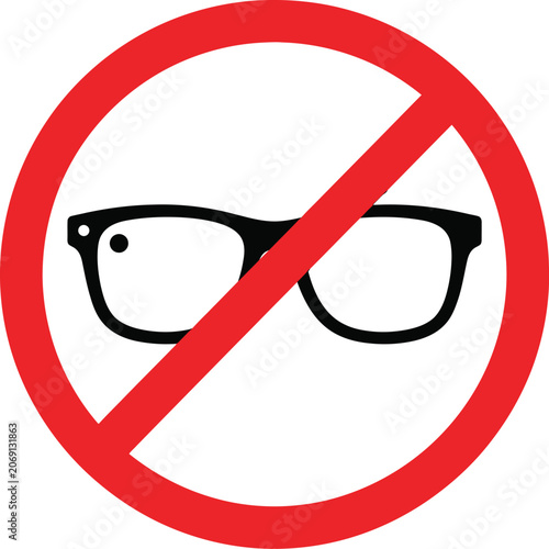 No Smart Glasses Camera Prohibition Sign Blocked Eyewear Vector Icon