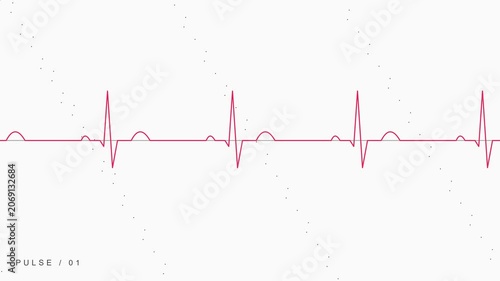 Animated ekg heartbeat monitor line loop, medical cardiology pulse background