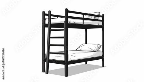 Fotografie Black metal bunk bed frame furniture.