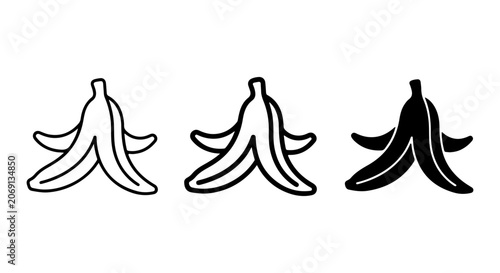 Foto Banana Peel Icons, Slipping Hazard Symbols, Fruit Waste Vector Graphics, Danger