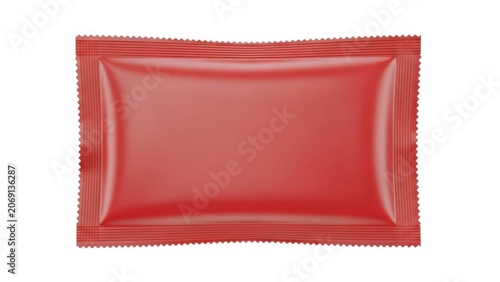A vibrant red rectangular placemat with a scalloped edge design