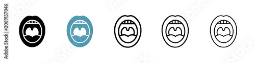 Valokuva Tonsillitis line icon vector set