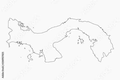 Vector outline map Panama, line border country