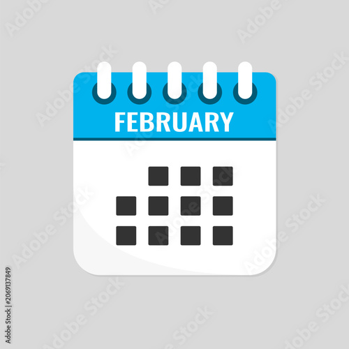 Vector template icon page calendar February month