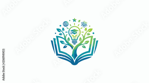 Open Book with Light Bulb Idea.
