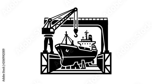 Принти на полотні Large Ship Being Loaded By Crane.