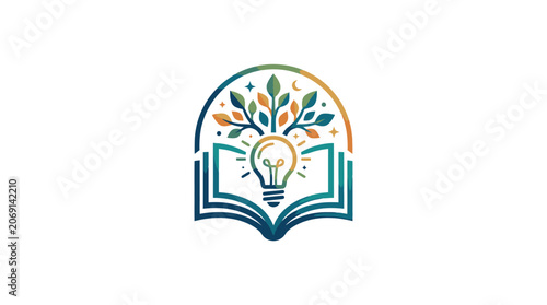 Tableau sur toile Light Bulb Emerging from Open Book.