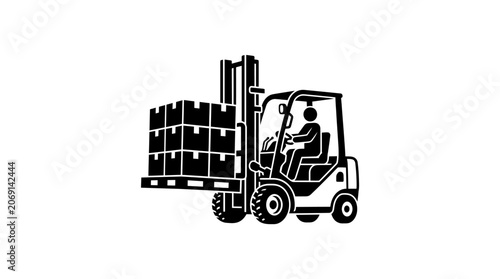 Konstfotografi Man driving forklift with pallet.