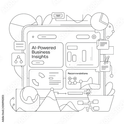 Ai powered business insights digital dashboard infographic