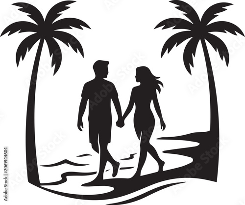 couple on the beach vector