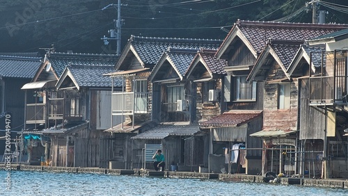 Billede på lærred Traditional Funaya boathouse village