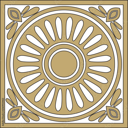 Schilderij op canvas Vector square Assyrian gold and black ornament