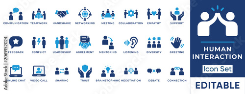 Foto Human interaction and soft skills solid icon set