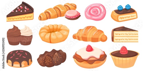 Assorted baked goods and pastries depicting dessert variety