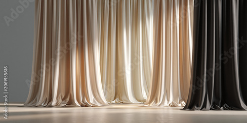 Stylish fabric textures illuminated by soft light creating an inspiring atmosphere for interior design ideas