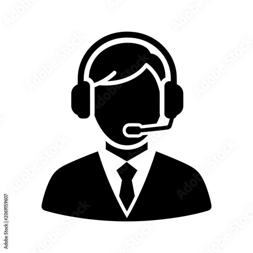 Male customer service icon in professional suit.