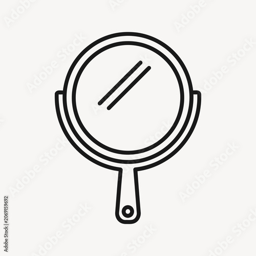 Minimal hand mirror line icon for cosmetics.