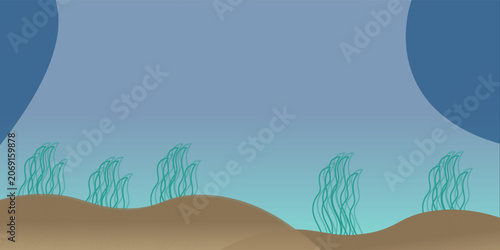 Vibrant Coral Reef Underwater Ecosystem with Tropical Fish and Deep Ocean Blue Gradient