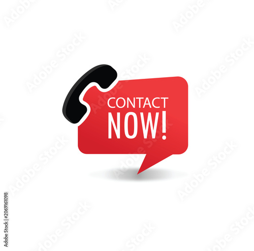 Contact now call to action design featuring a phone receiver and speech bubble. Ideal for customer support, hotline services, business marketing, contact pages, websites, mobile apps, and promotional 